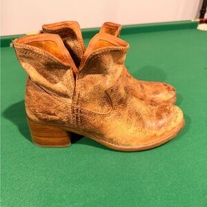 Diba Distressed Tan Leather Ankle Boots